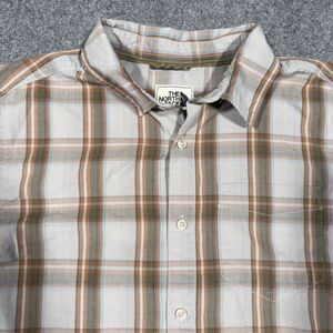 The North Face Outdoor Brown Plaid Button Short Sleeve Shirt Men's Large